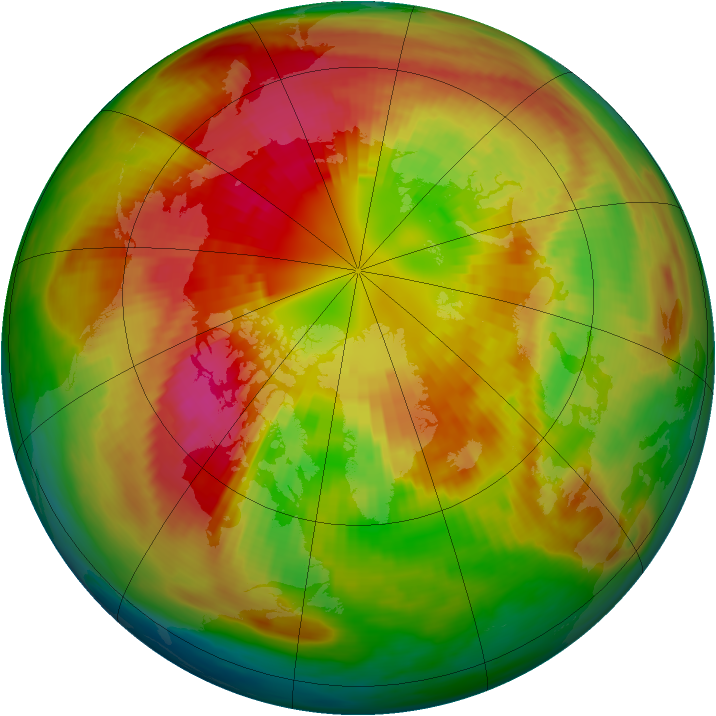 Arctic ozone map for 08 March 1991